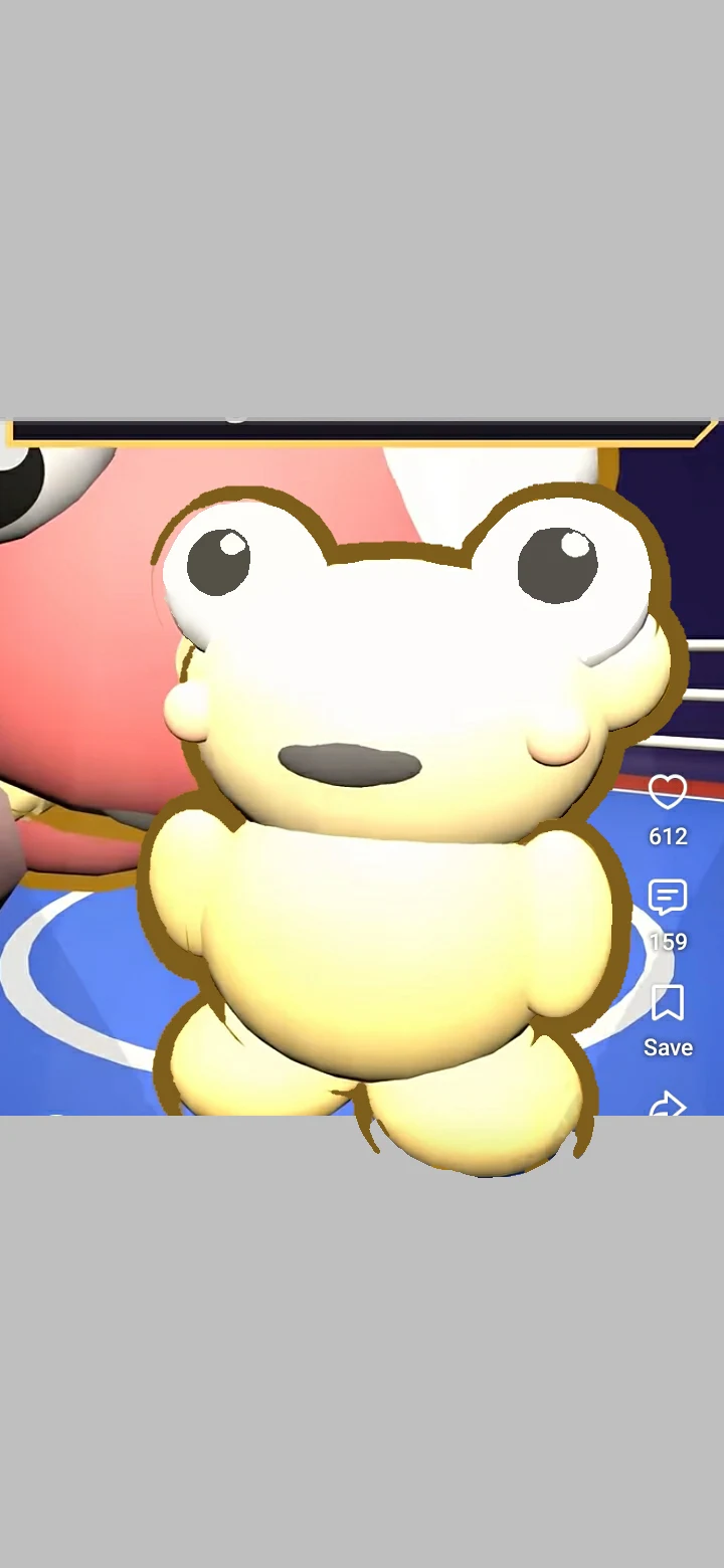 A tall fan artwork screenshot showing a close-up of golden Kero inside a dark framed scene, with gray space and interface marks around the image.