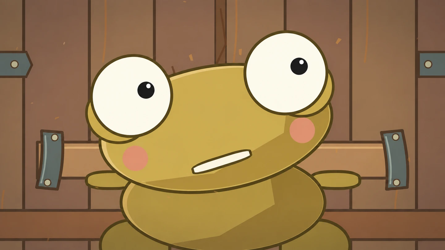 Kero stands defiantly against the barricaded door.