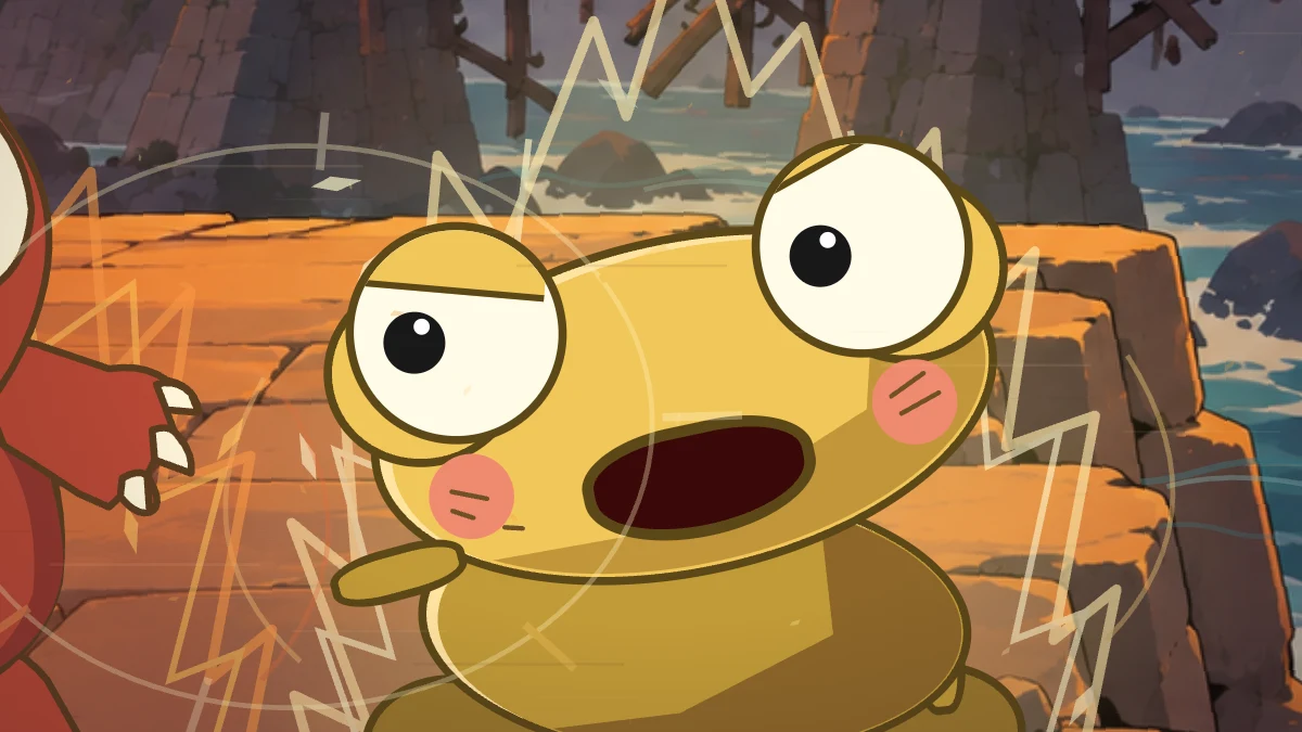Kero dodges beside the river wall, golden energy still surrounding him.