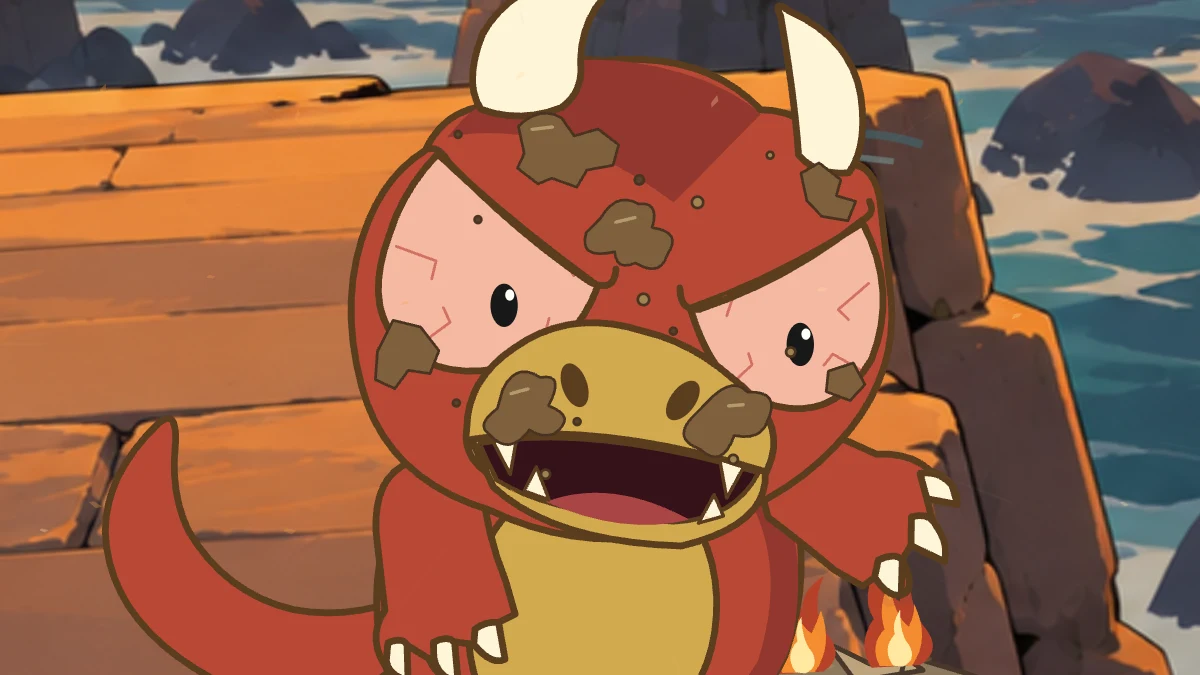 Goro faces Kero, his eyes red and his face still covered in dirt.