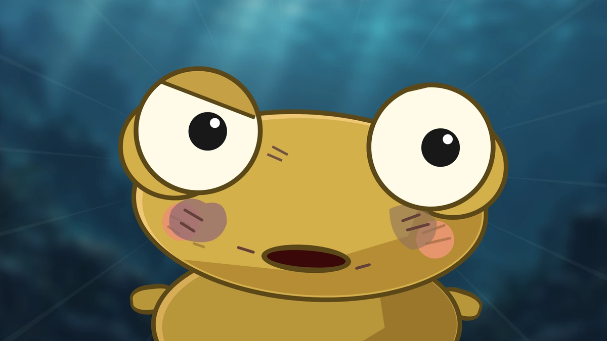 Kero tilts his head, one brow raised, in an isolated confused close-up.