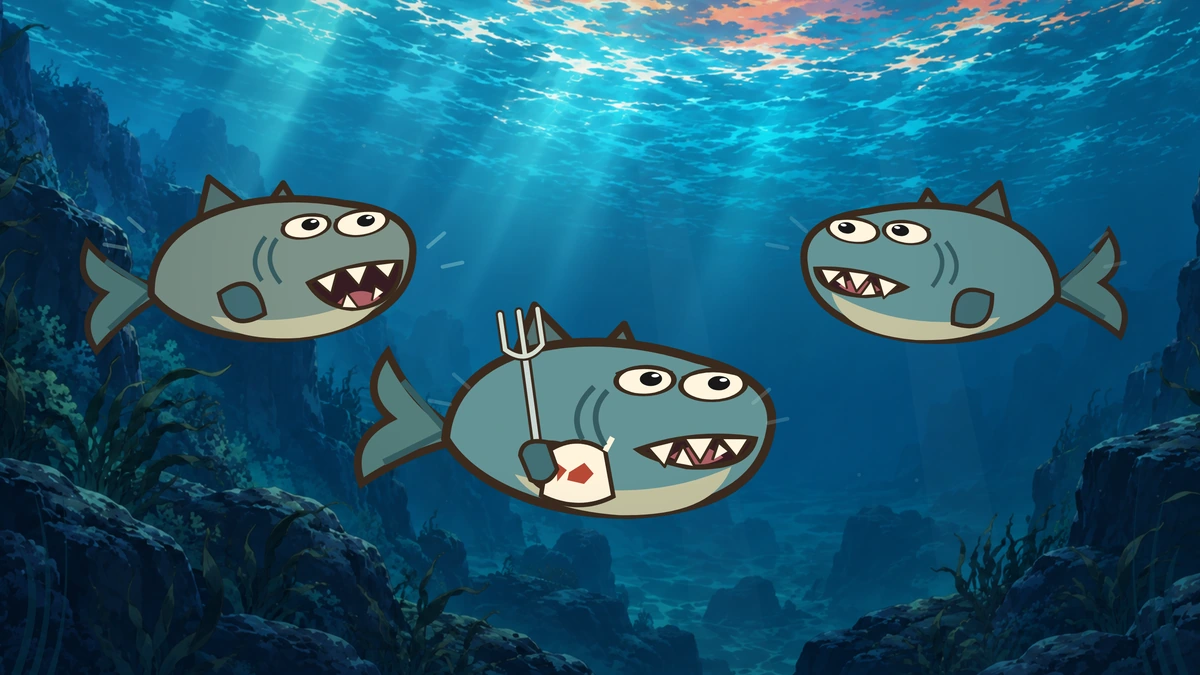 All three fish burst out laughing.
