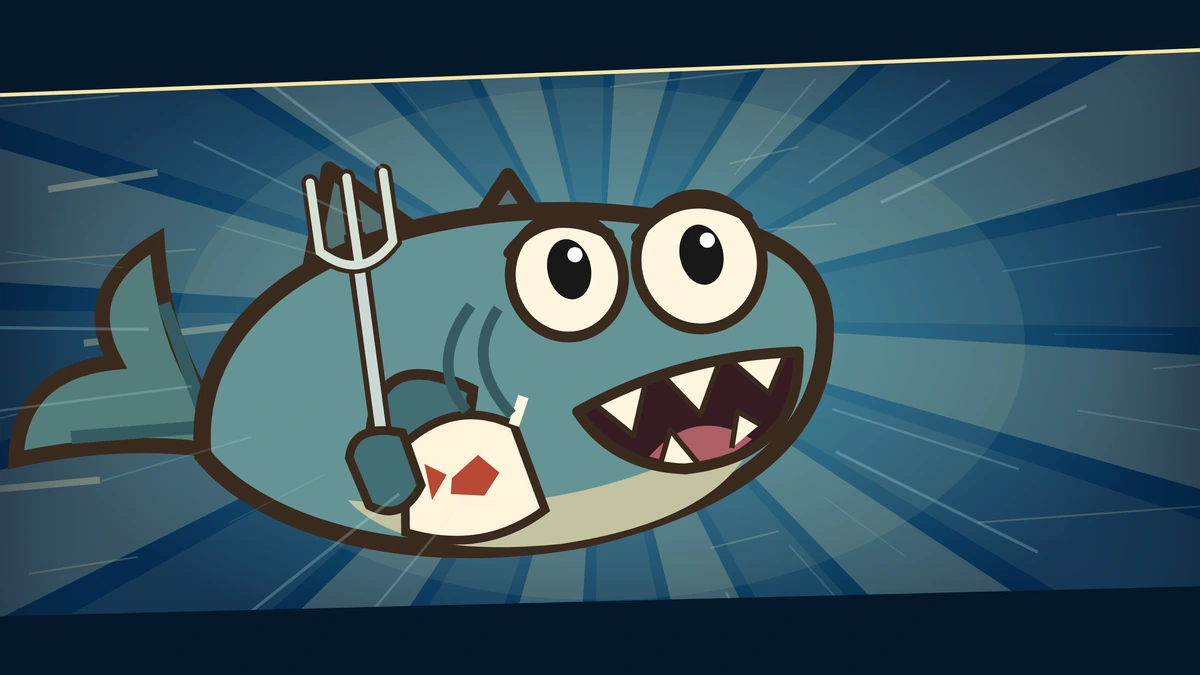 The fork-carrying leader strikes a dramatic pose.