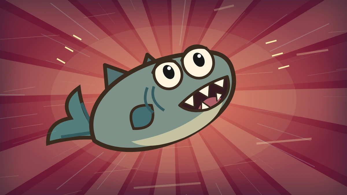 Le Chomp, one of the Fin Brigade’s three sharp-toothed river fish.