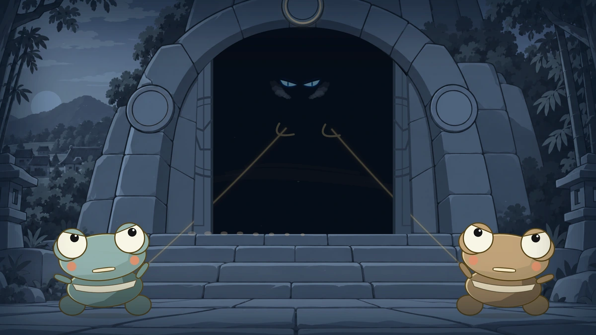 The ancestors hold their bindings as the shadow retreats into its prison.