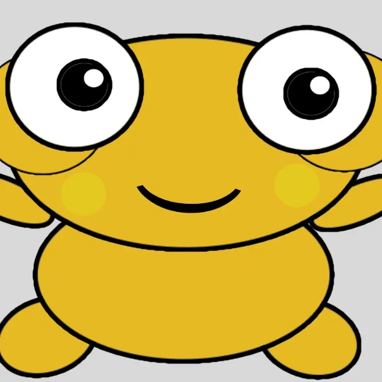 Fan artwork of a smiling golden Kero with very large eyes.