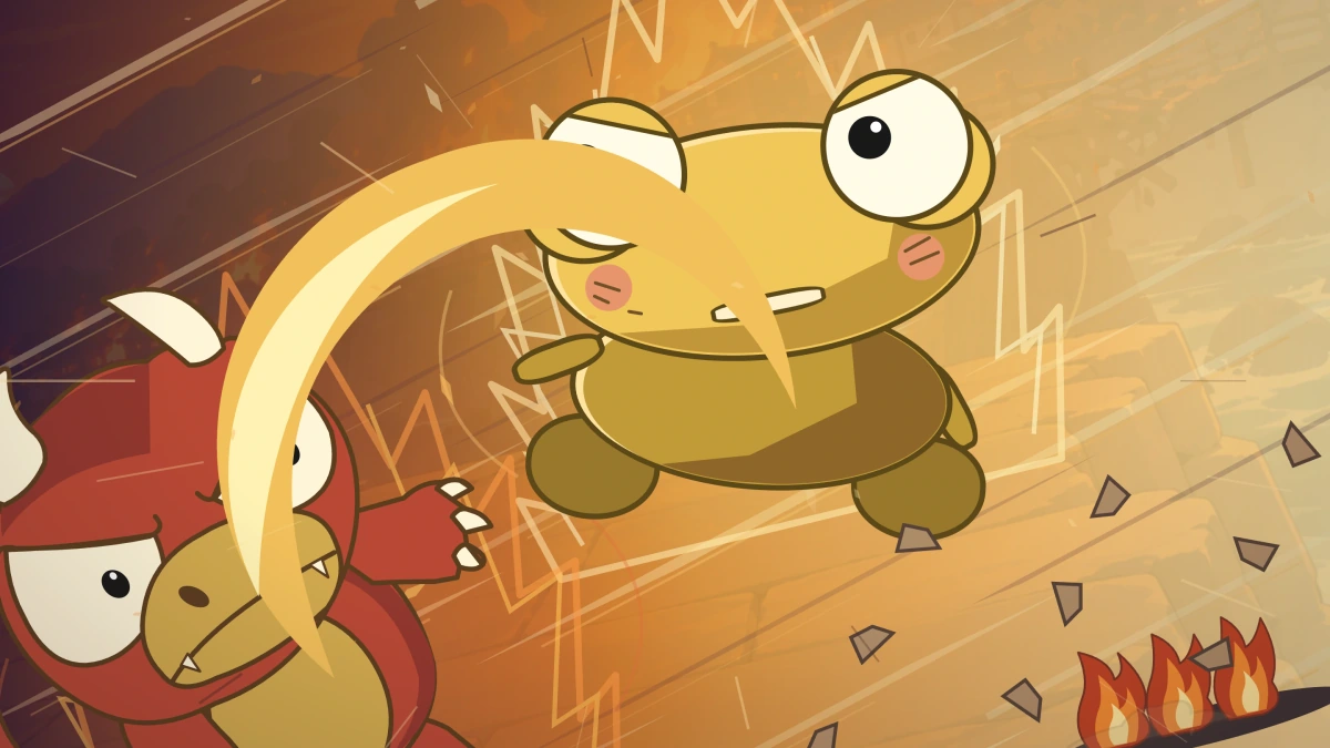 Kero and Goro clash in the village.