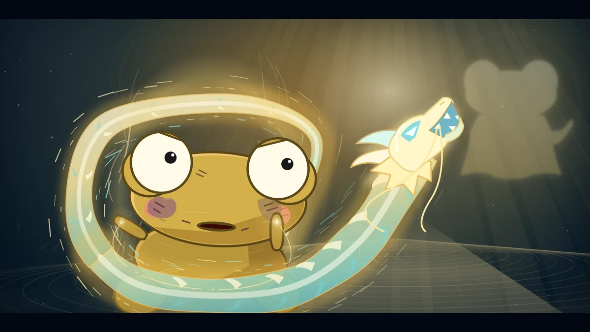 Glowing light coils around Kero and takes the shape of a dragon.
