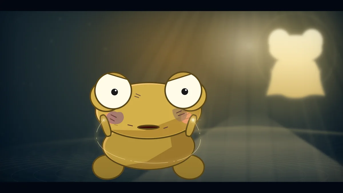 Kero draws his arms back as the figure watches.