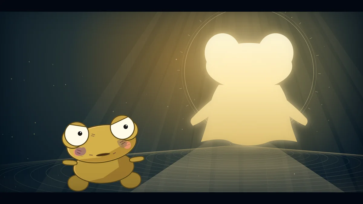 The glowing figure speaks to Kero.