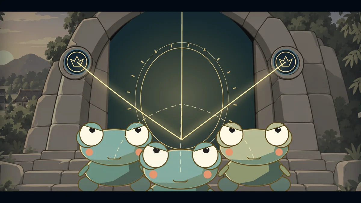 Ancient frogs bind the fire behind a stone door.