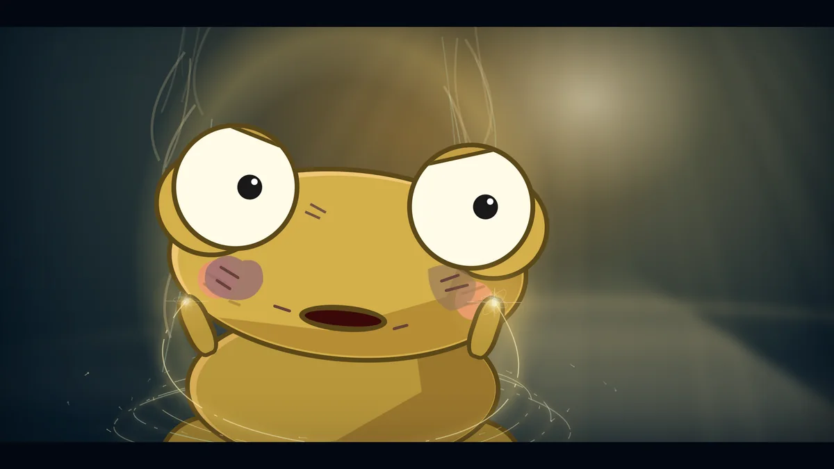 The light swirls around Kero as he moves.