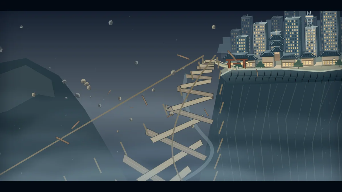 A bridge to the city collapses.