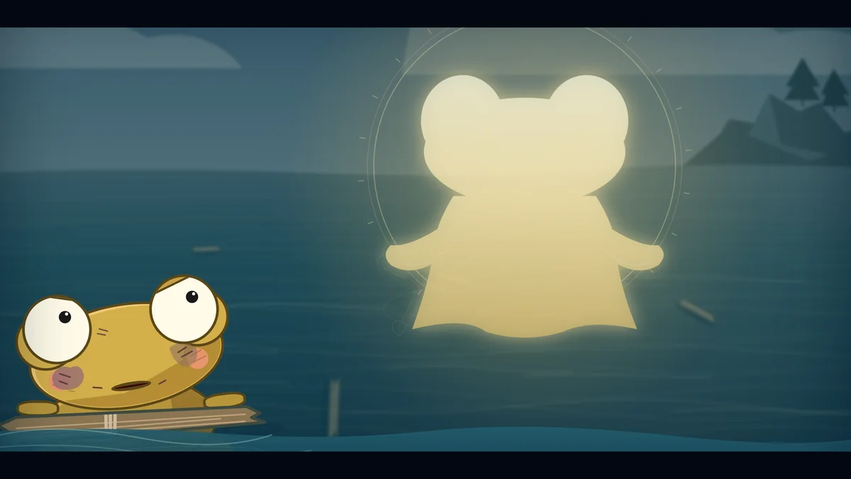 Kero looks up at the figure.
