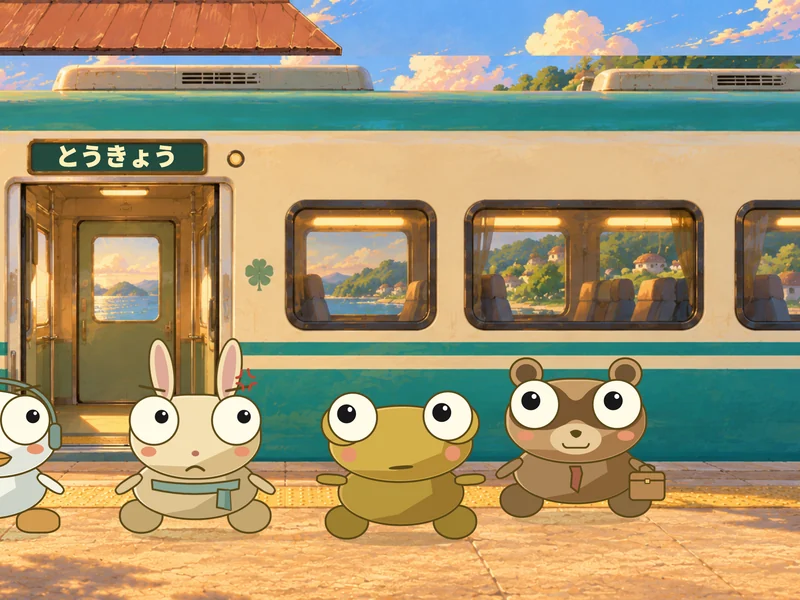 Kero squeezes politely between the commuters at the open door.