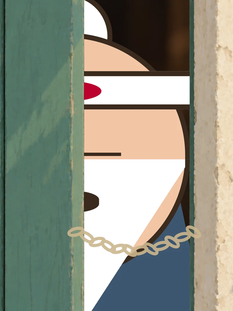 Sensei, behind the chained door.