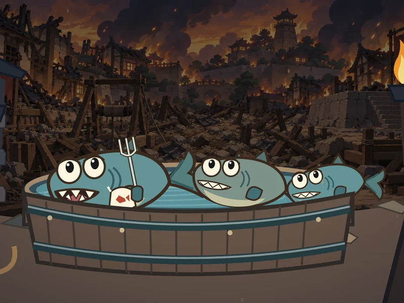 The three fish huddle in the tub. Le Chomp speaks up.
