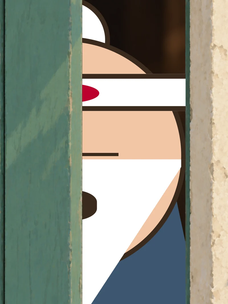 Sensei starts to shut the door.