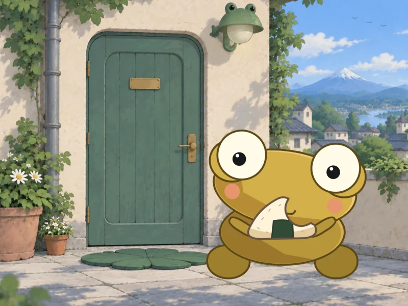 Kero holds the rice ball. It comes back with a bite out of it.