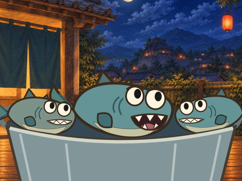 Le Chomp raises a fin from the washtub.