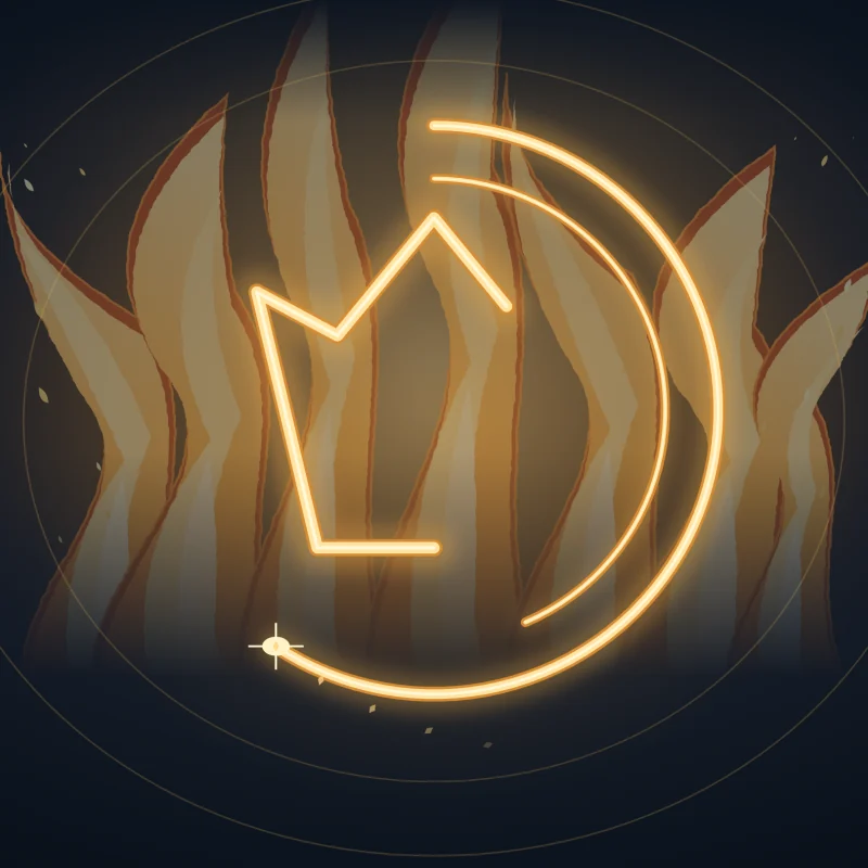 A golden crown-shaped crest blazes in the dark.