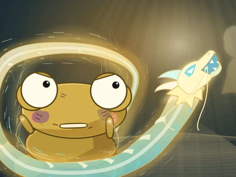 A memory: Kero with the dragon of light coiled around him.