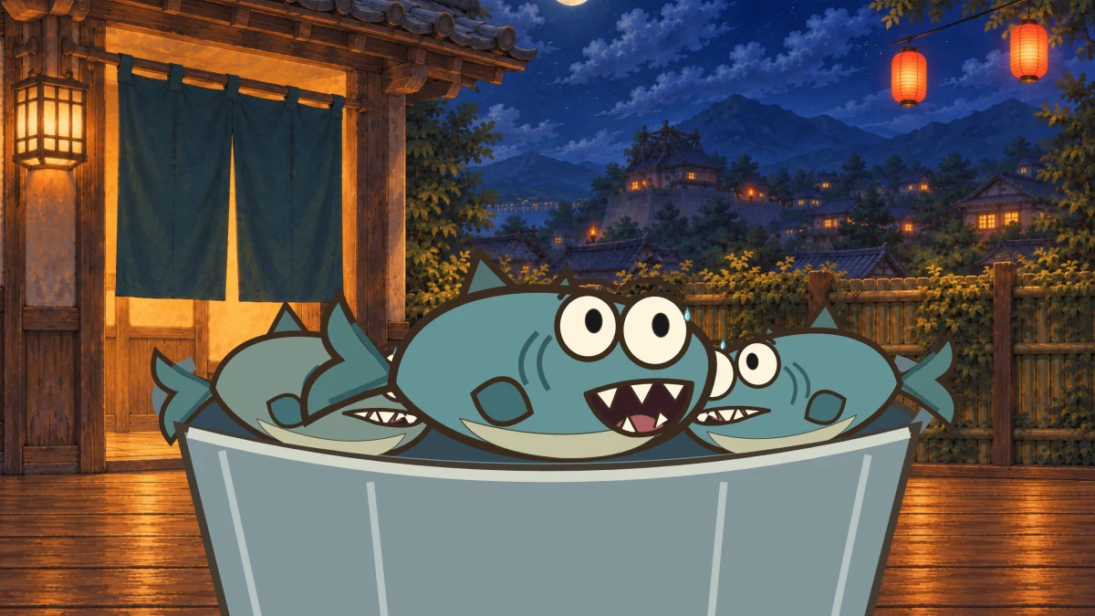Back in Kerotown, the three fish shiver in their washtub.