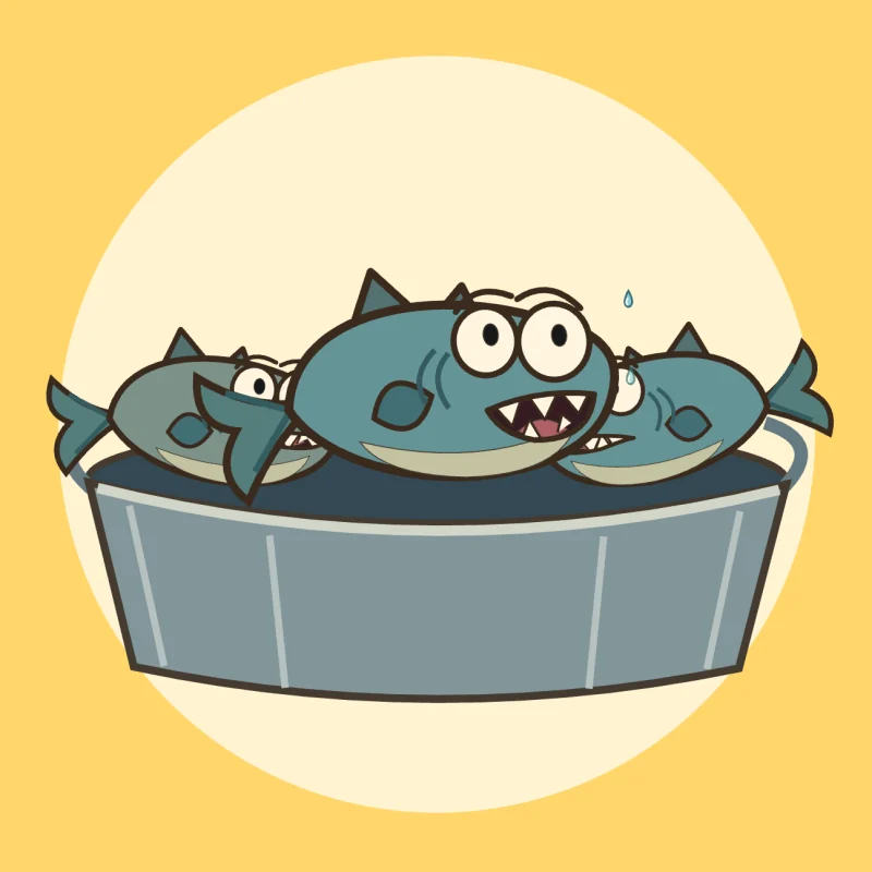 The three fish tremble together in their washtub.