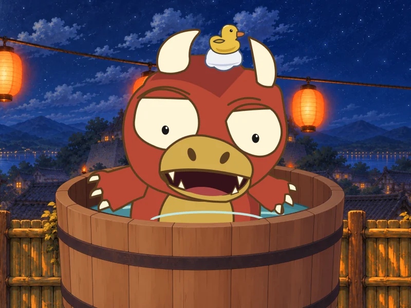 Goro leans forward in his tub.