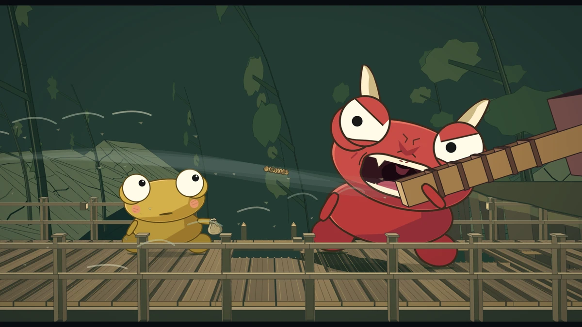 A gust from the oni’s mouth sends the beans flying back past Kero.