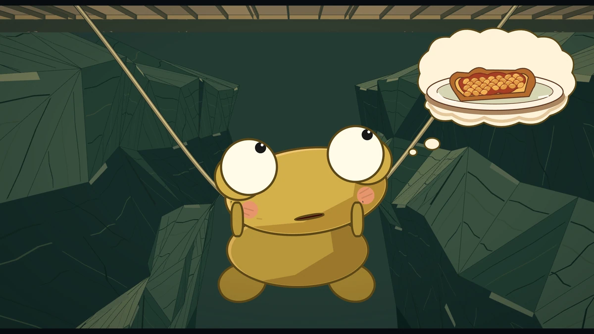A thought bubble rises from Kero’s head: a plate of beans on toast.