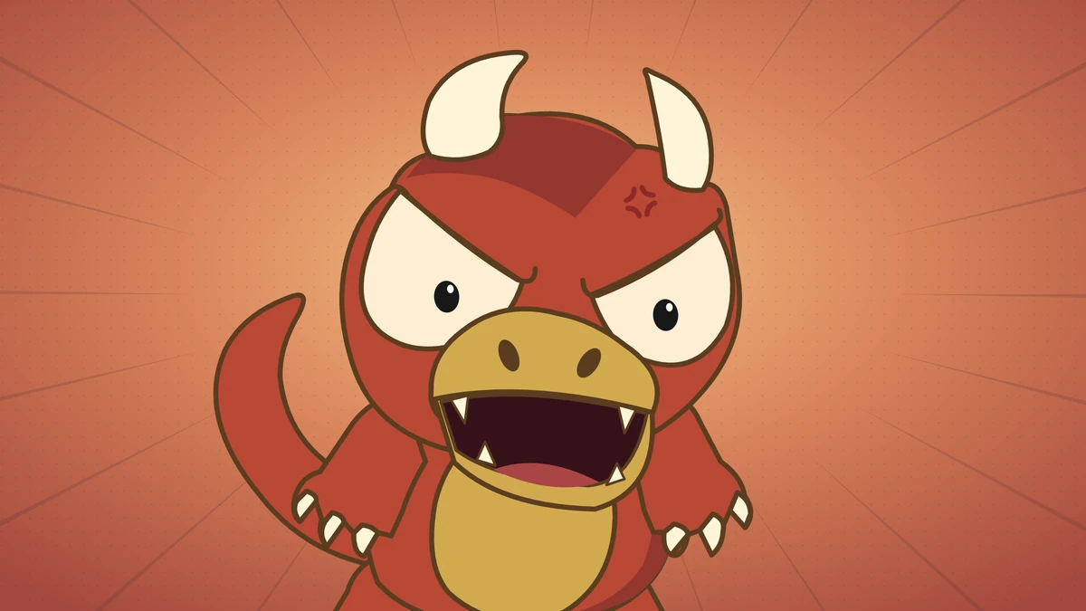 Goro cuts in against a crimson background, fangs bared.