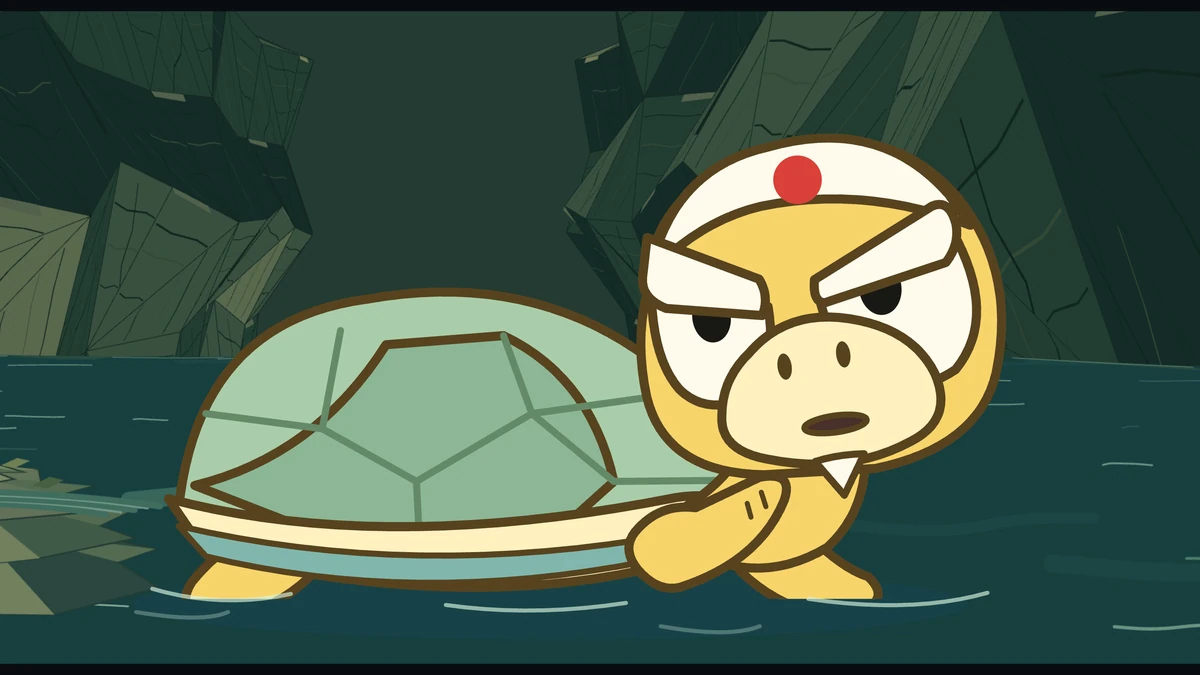 Kame calls up his instructions from the river.