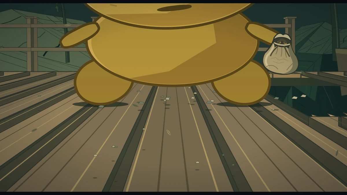 Low on the deck, Kero’s feet stand on the planks as loose grit starts to bounce.