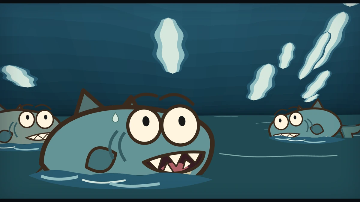 Le Chomp’s eyes go wide as the wave looms.