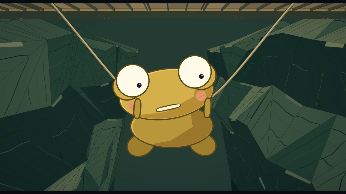 Kero dangles from the rope, one eyebrow raised.