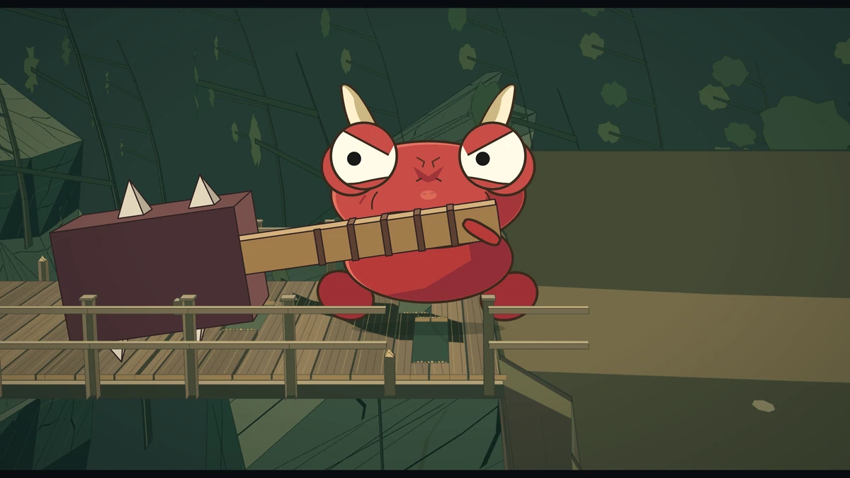 The oni backs away along the shattered bridge, dragging his club.