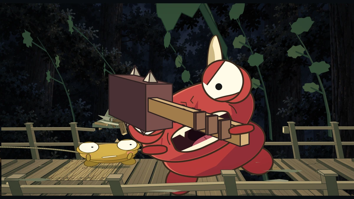 The club sweeps over the deck as Kero lies flat beneath it.