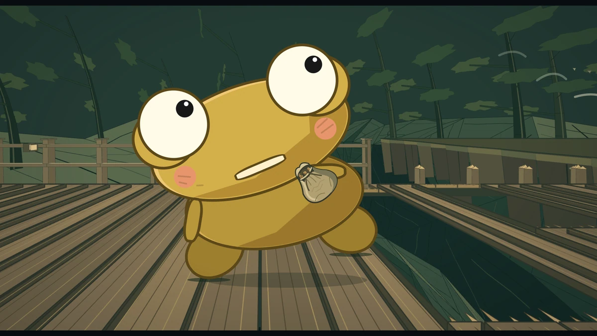 Kero throws again while the oni breathes in.