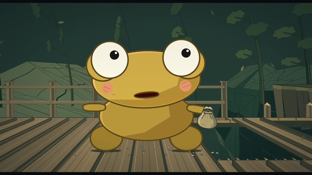 Kero stands on the bridge, worried, the pouch at his side.