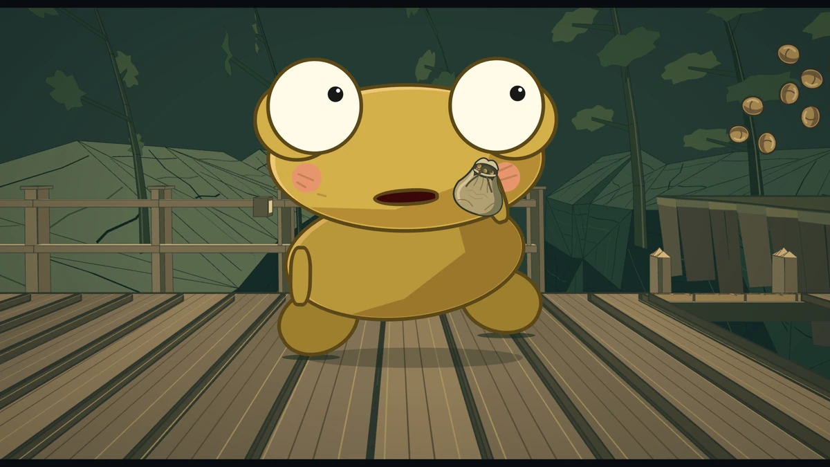 Kero stares as his own beans fly back past his shoulder.